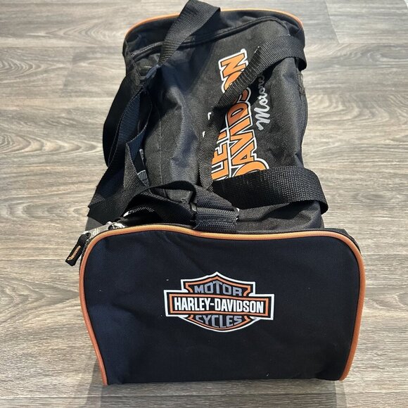 NWOT Genuine Harley Davidson Black Duffel Bag 21x10x10 Gym Travel Zip Closure - Picture 1 of 13
